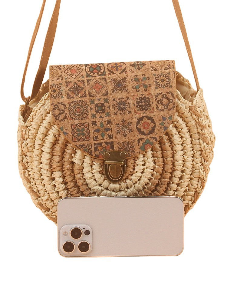 Slouchy Classy Straw Woven Mobile Pastoral Women's Messenger Bag