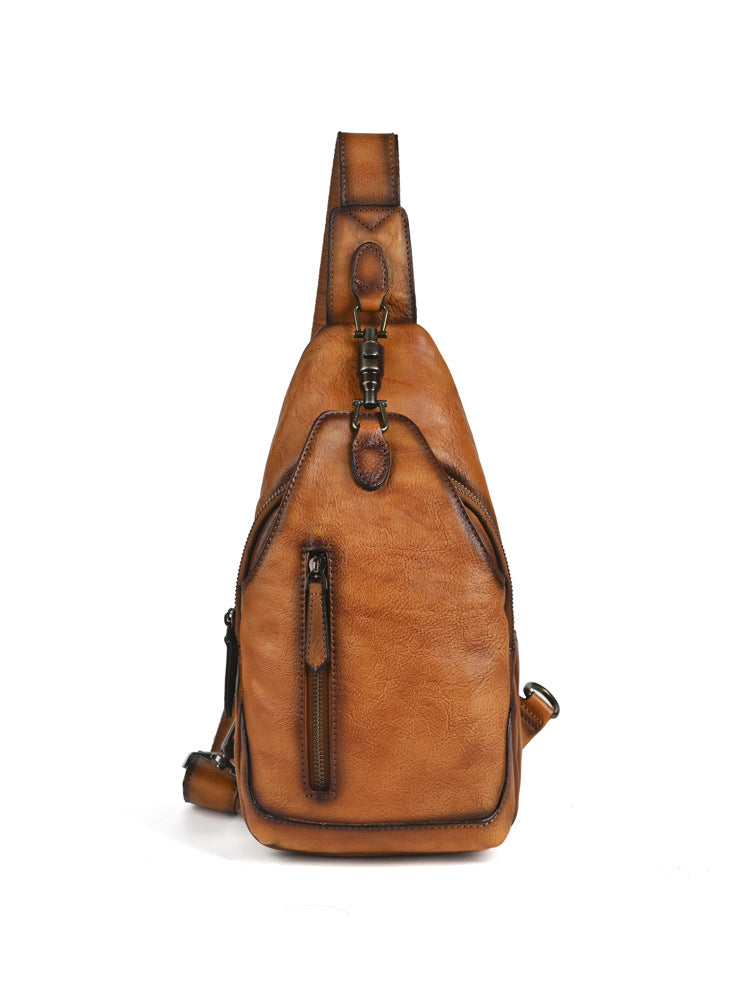 Men's Crazy Horse Leather Simple Vertical Large Lock