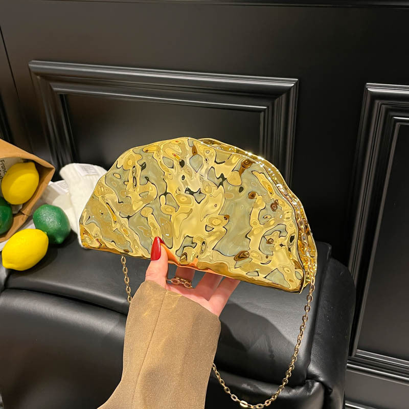 Women's Irregular Glossy Acrylic Dumplings Fan-shaped Clutch Bags