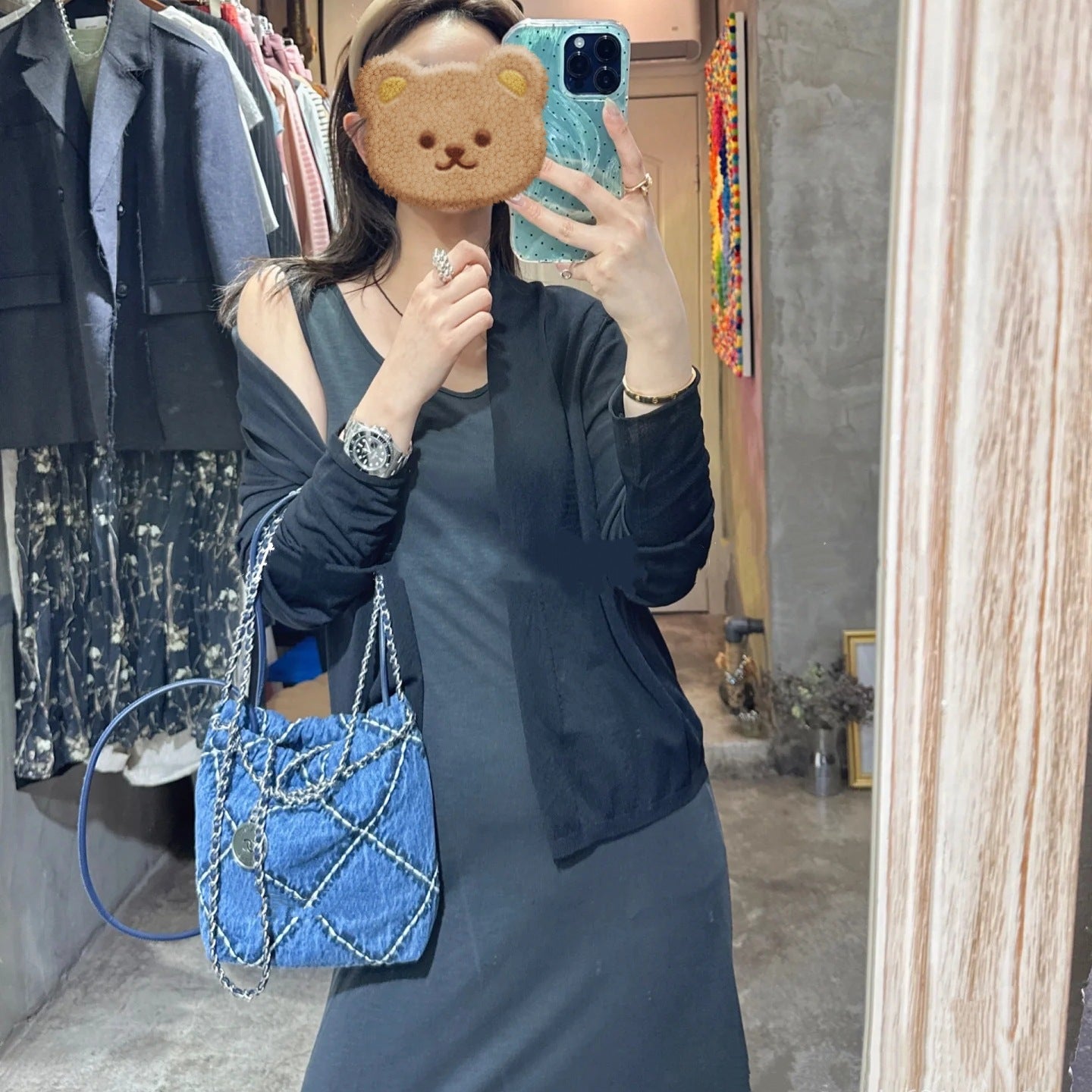 Women's Denim Garbage Shopping Chain Large Capacity Bags