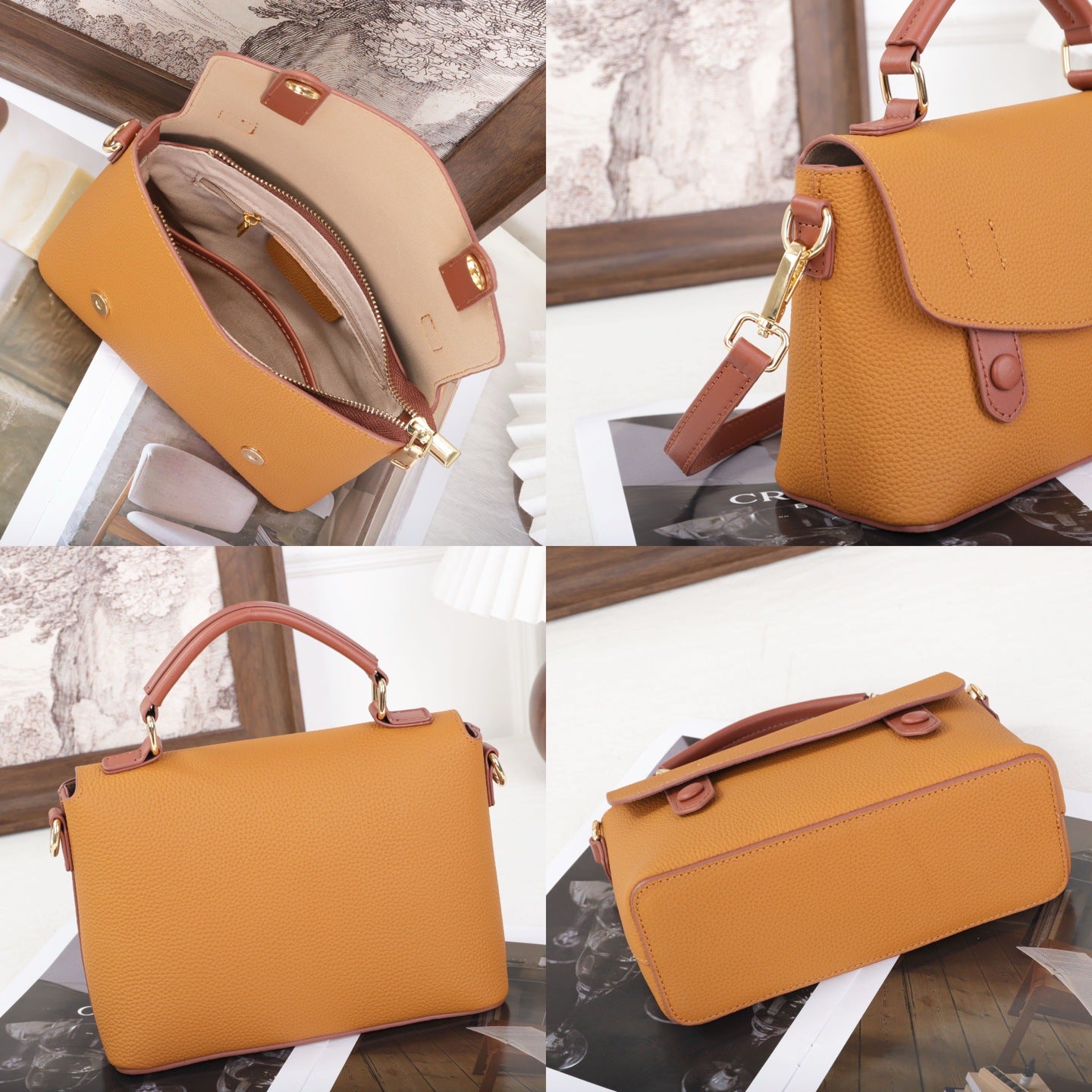 Women's First Layer Cowhide Popular Cambridge Winter Trendy Women's Messenger Bag