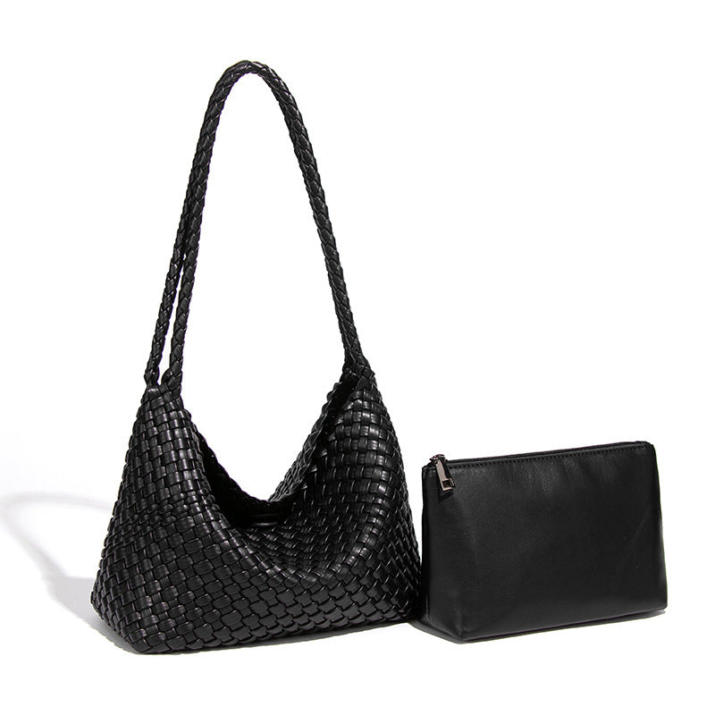Hand-woven Simple Commute Soft Leather Underarm Fashionable Shoulder Bags