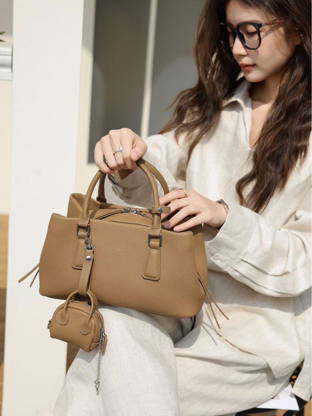 Women's Spring First Layer Cowhide Trendy Portable Women's Handbag