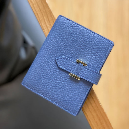 Women's Short Genuine Leather Folding License Large Capacity Ladies Wallet