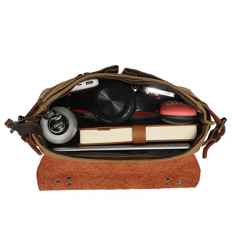 New Popular Retro Waterproof Waxed Cowhide Shoulder Bags