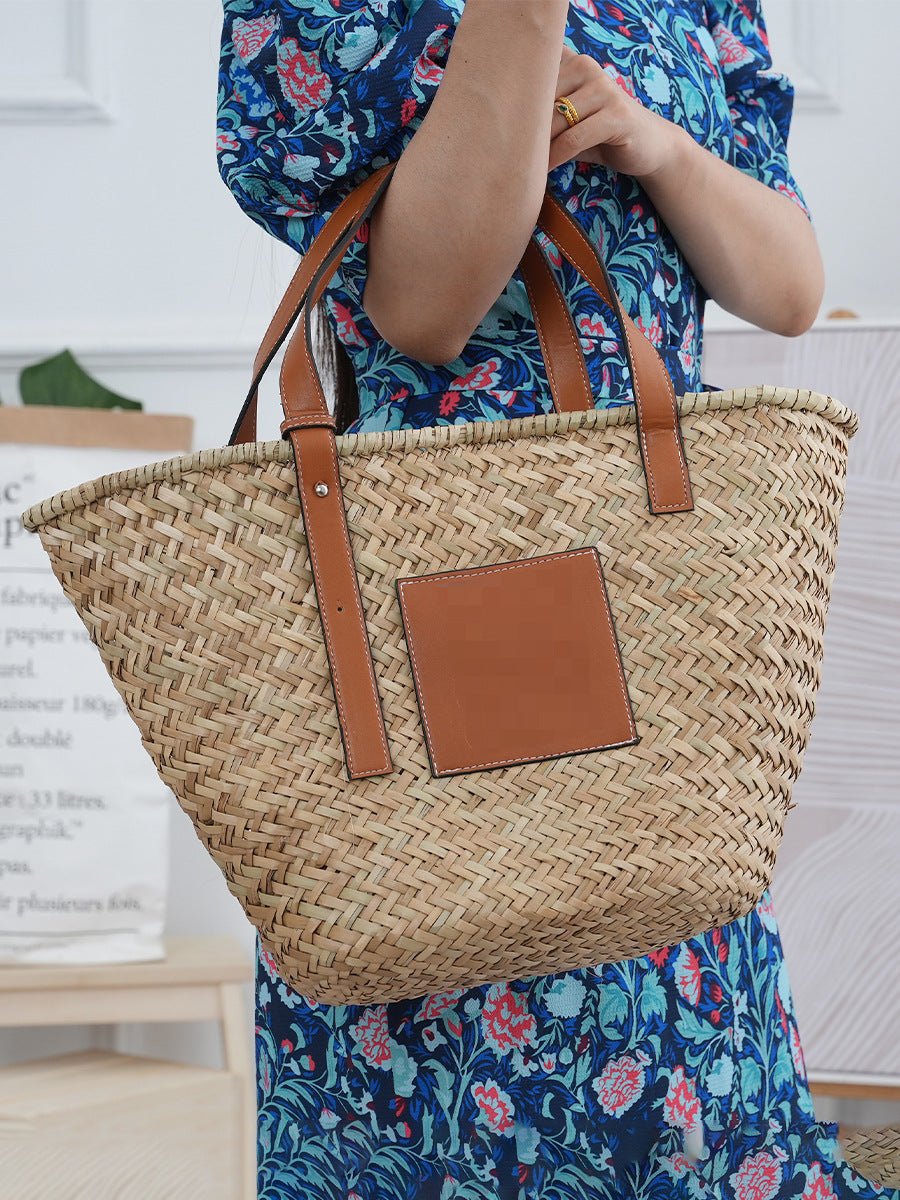 Vegetable Basket Large Capacity Seaside Leisure Vacation French Women's Shoulder Bag