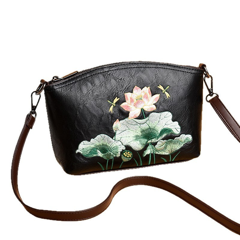 Women's Retro National Style Lotus Embroidery Shell Chinese Bags