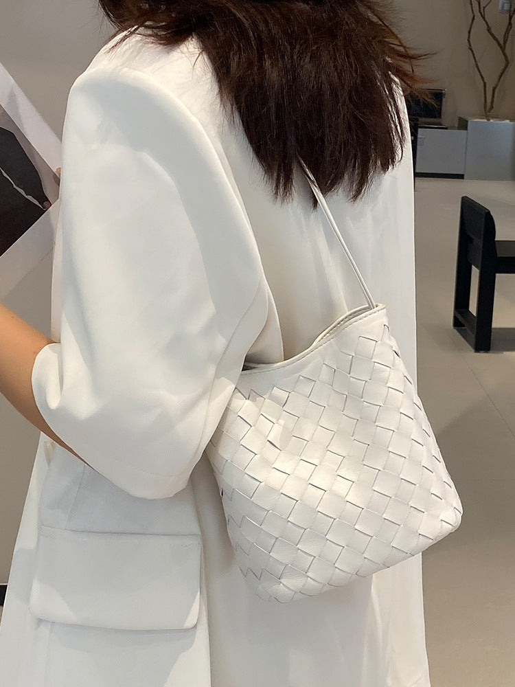 Women's Fashion Trendy Sheepskin Woven Simple Bucket Bags