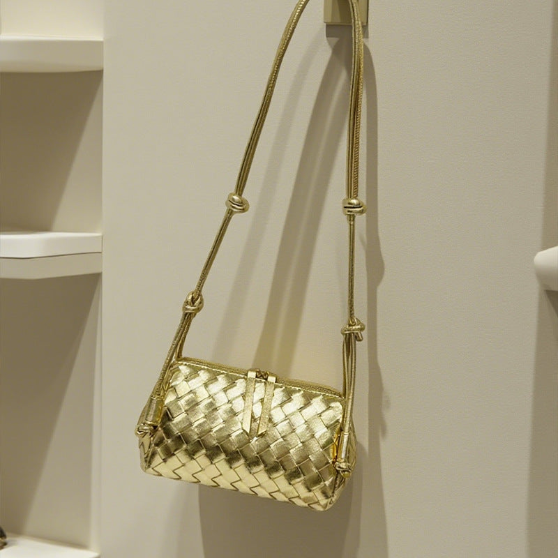 Women's Handmade Cowhide Woven Underarm Fashion Bags
