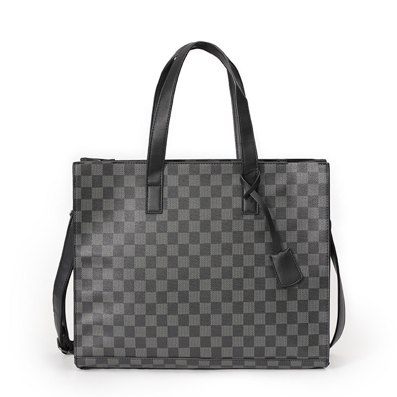 Men's Autumn Plaid Daily Personalized File Shoulder Bags