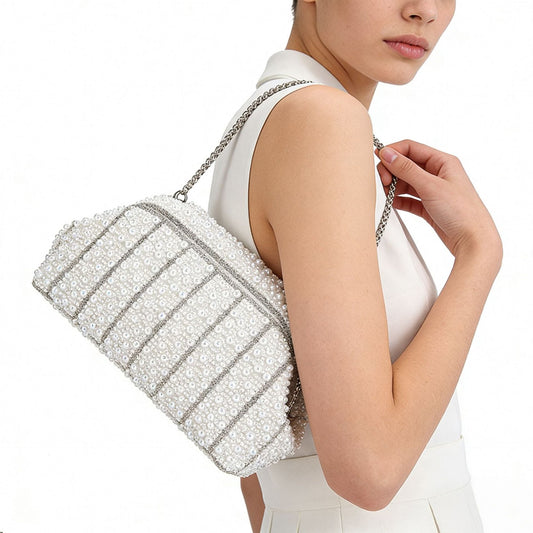 Women's Elegant Diamond Clutch Pearl Rhinestone Party Bags
