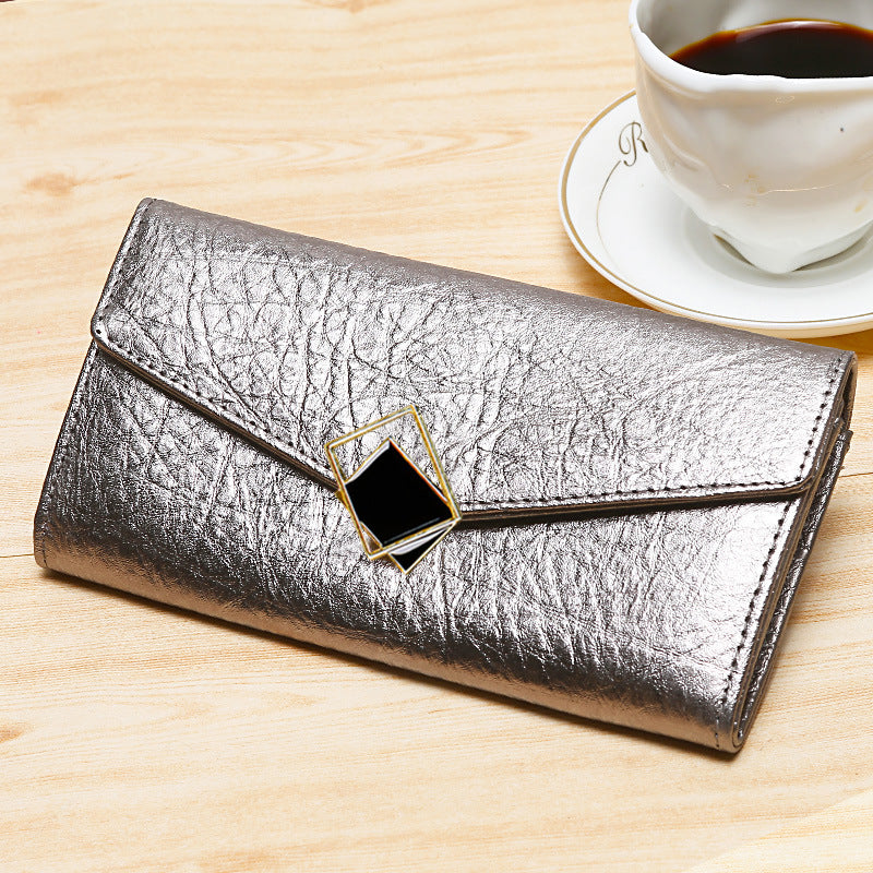 Women's Long Classy Envelope Fashion Genuine Leather Vintage Ladies Wallet
