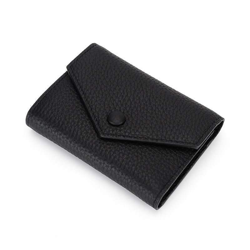 Women's Leather Short Simple Folding First Layer Cowhide Fashion Ladies Wallet