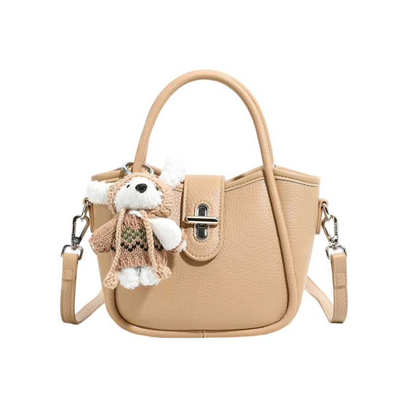 Women's Solid Color Niche Lychee Pattern Fresh Women's Messenger Bag