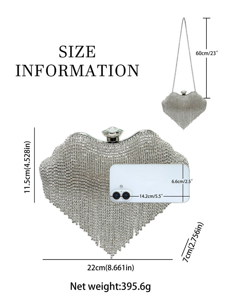 Women's Diamond Tassel High-grade Dress Clutch Rhinestone Dinner Bag