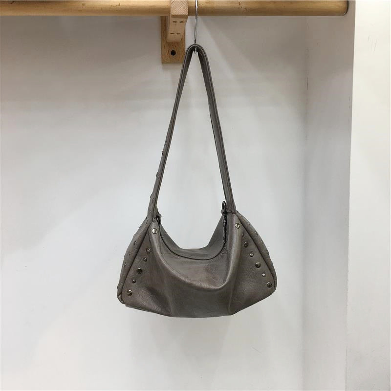 Fashion Locomotive Style Rivet Soft Leather Women's Handbag