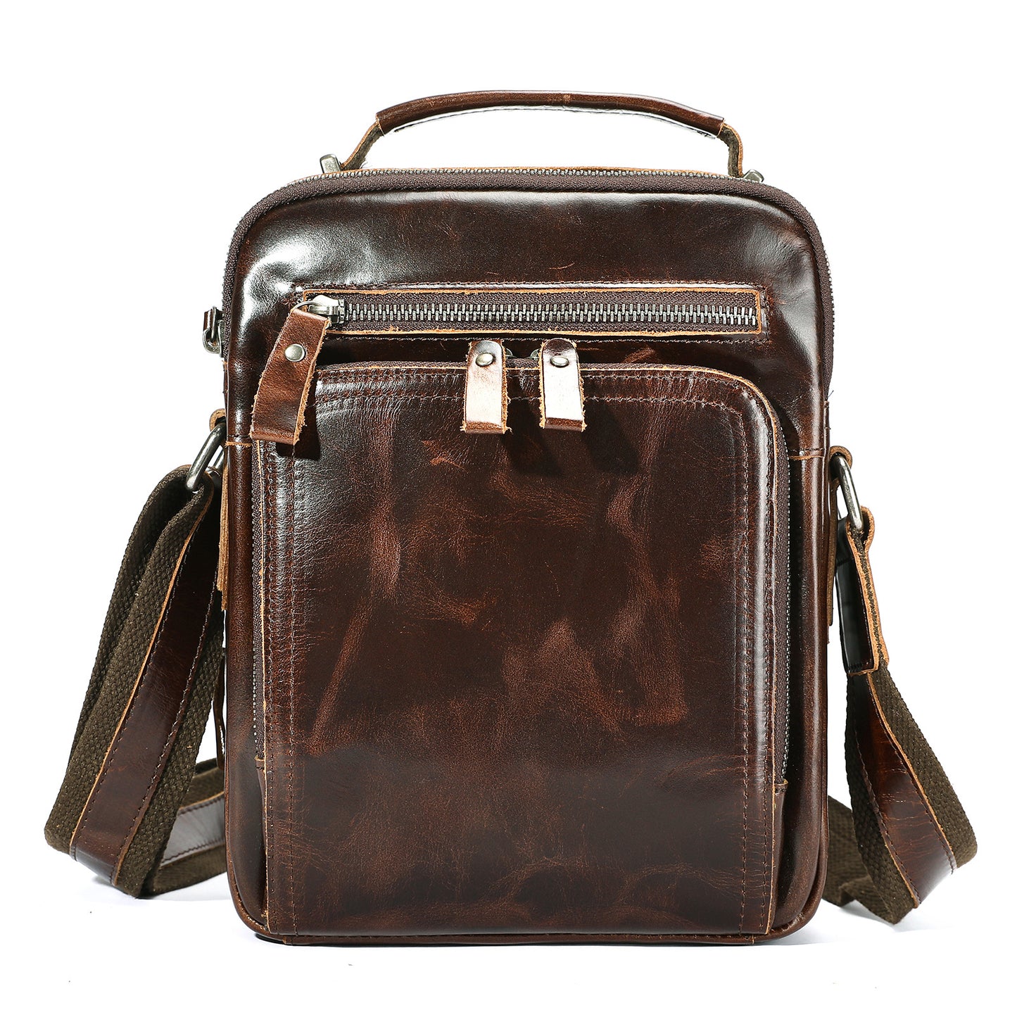 Men's Leather Fashion Crazy Horse First Layer Cowhide Men's Shoulder Bag
