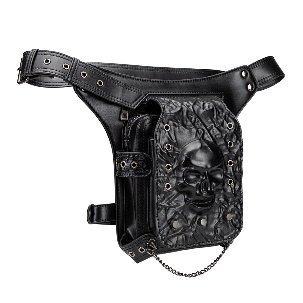 Men's Dark Goth Style Skull Embossed Niche Men's Fanny Pack