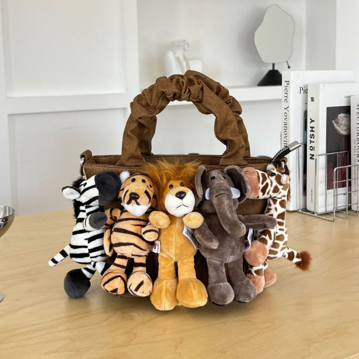 Forest Friends Short Fluff Animal Kingdom Women's Shoulder Bag