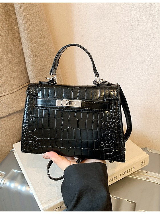 Women's High-grade Stone Pattern Latch Fashion Retro Small Square Bag