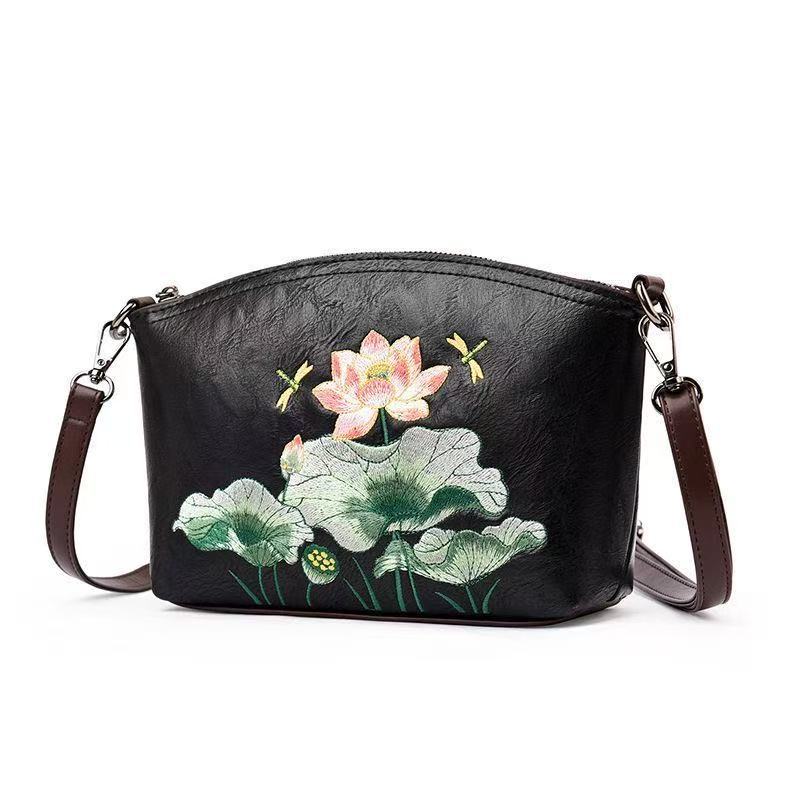 Women's Retro National Style Lotus Embroidery Shell Chinese Bags