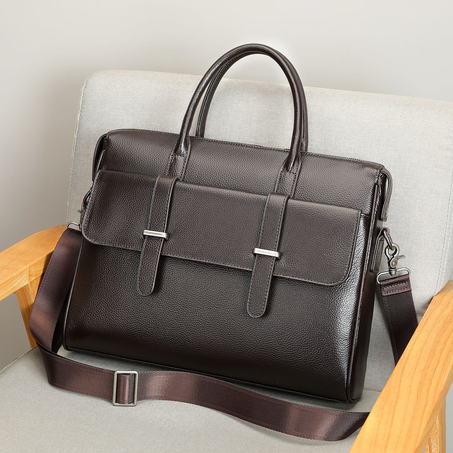 Men's Leather For Fashion Business Horizontal Commuter Men's Briefcase
