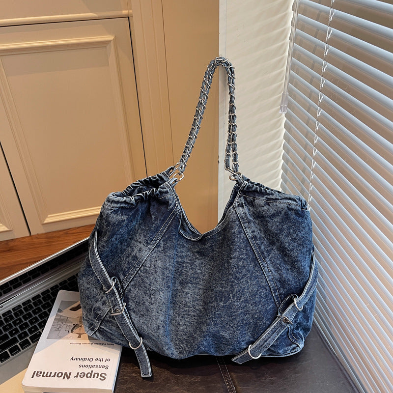 Women's Denim Large Capacity Versatile Leisure Chain Tote Bags