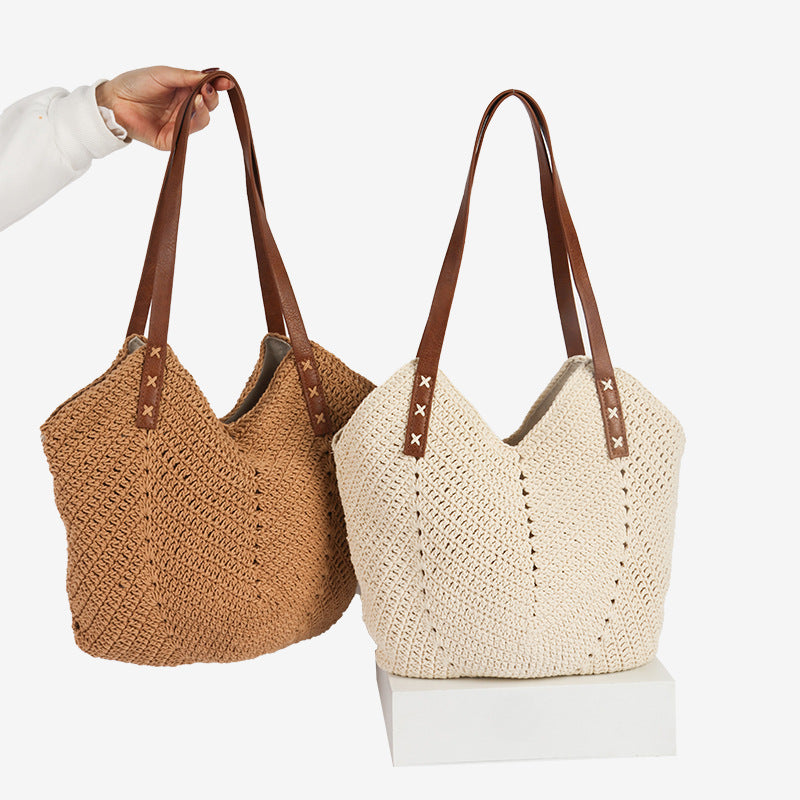 Women's Hollow Out Woven Fashion Straw Vacation Beach Handmade Bags