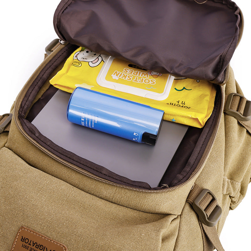 Men's Canvas Simple Daily Shopping Large Capacity Backpacks