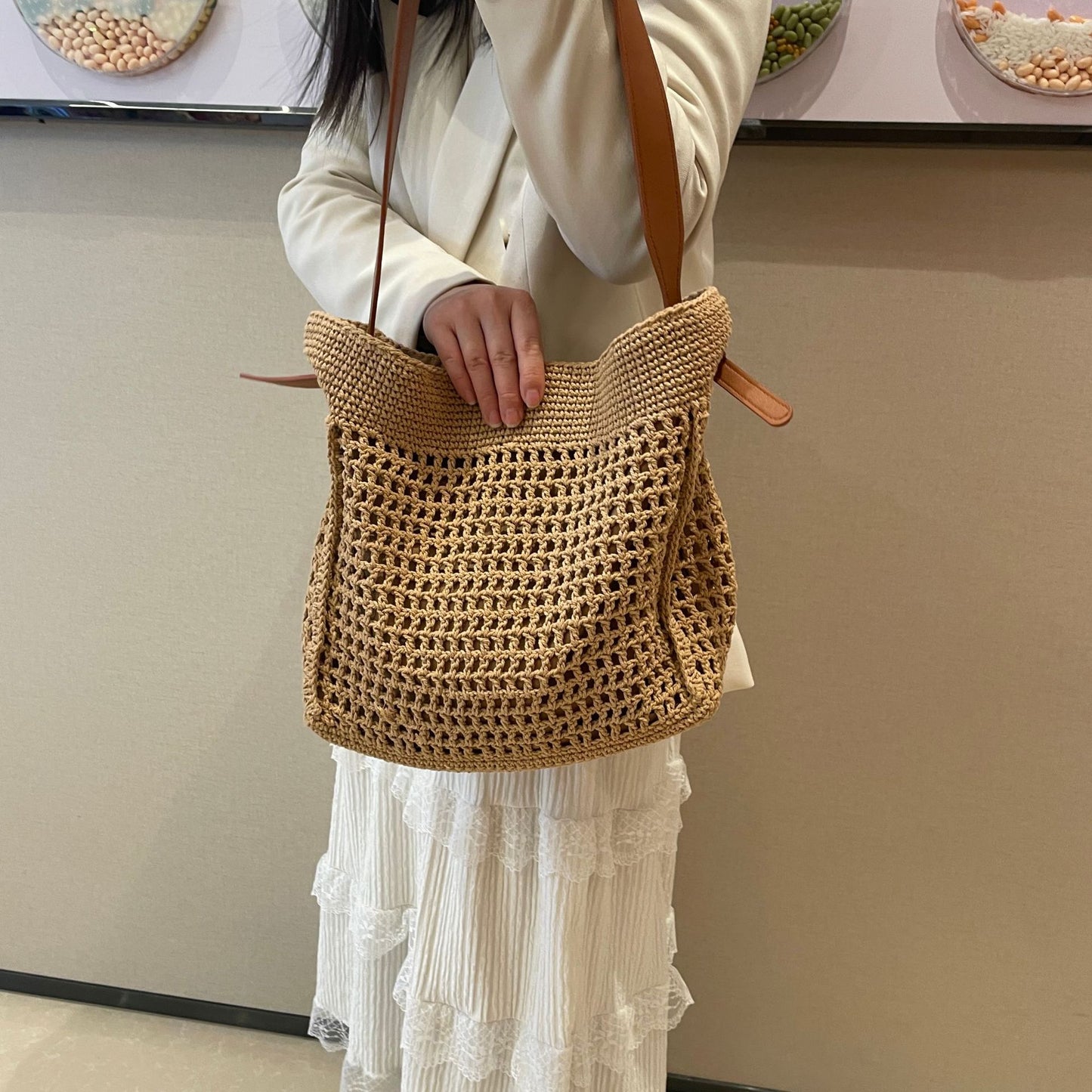 Women's Seaside Vacation Beach French Lazy Style Simple Women's Shoulder Bag