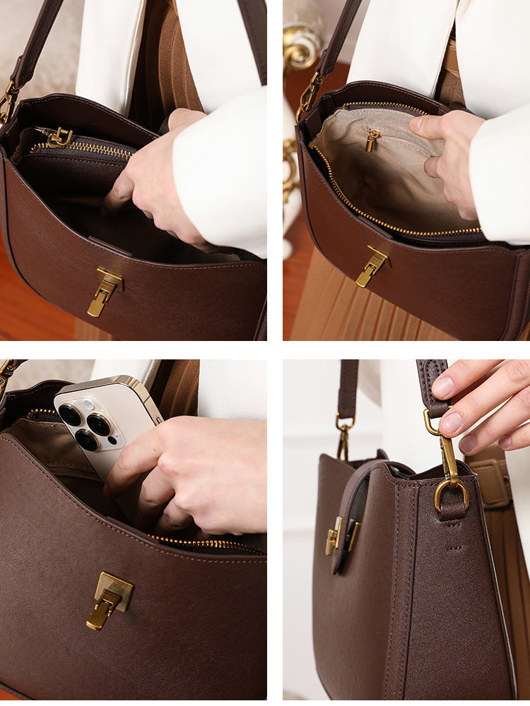 Women's Temperament Trend Cowhide Saddle Fashion Commuter Women's Messenger Bag