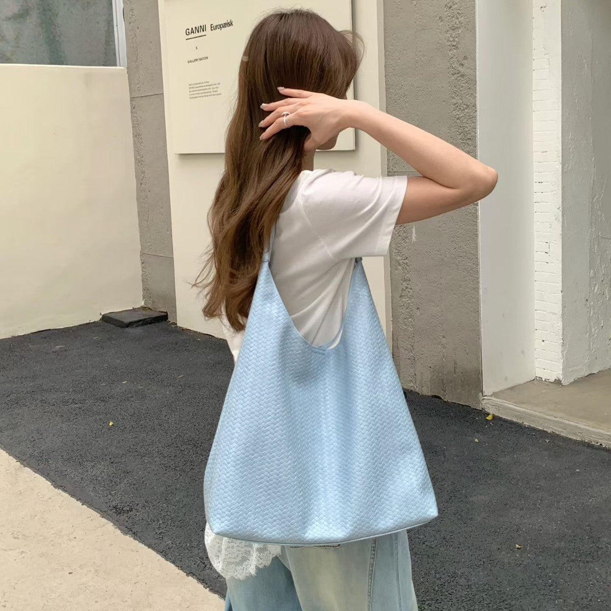Idle Style Woven Female Solid Color Large Capacity Tote Bag