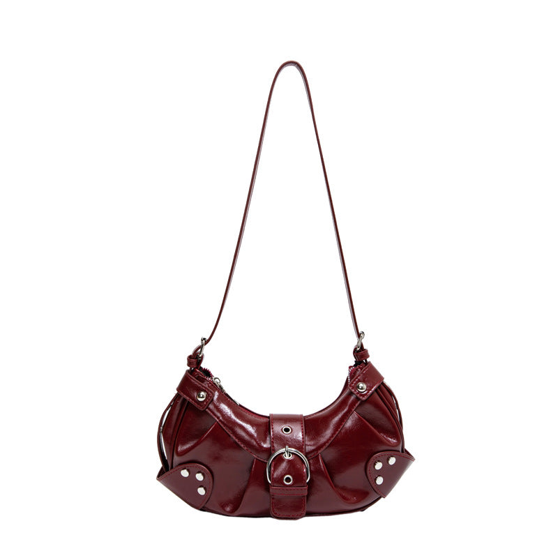 Women's Fashion Underarm Motorcycle Korean Style Soft Leather Bags