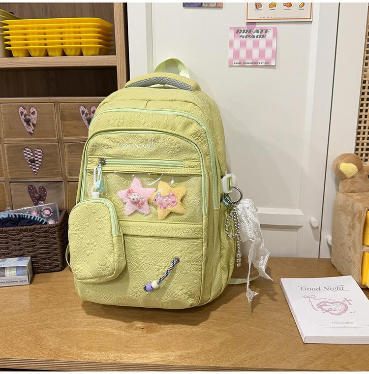 Gentle Candy Color Texture Junior Lightweight Commuter Leisure Backpack