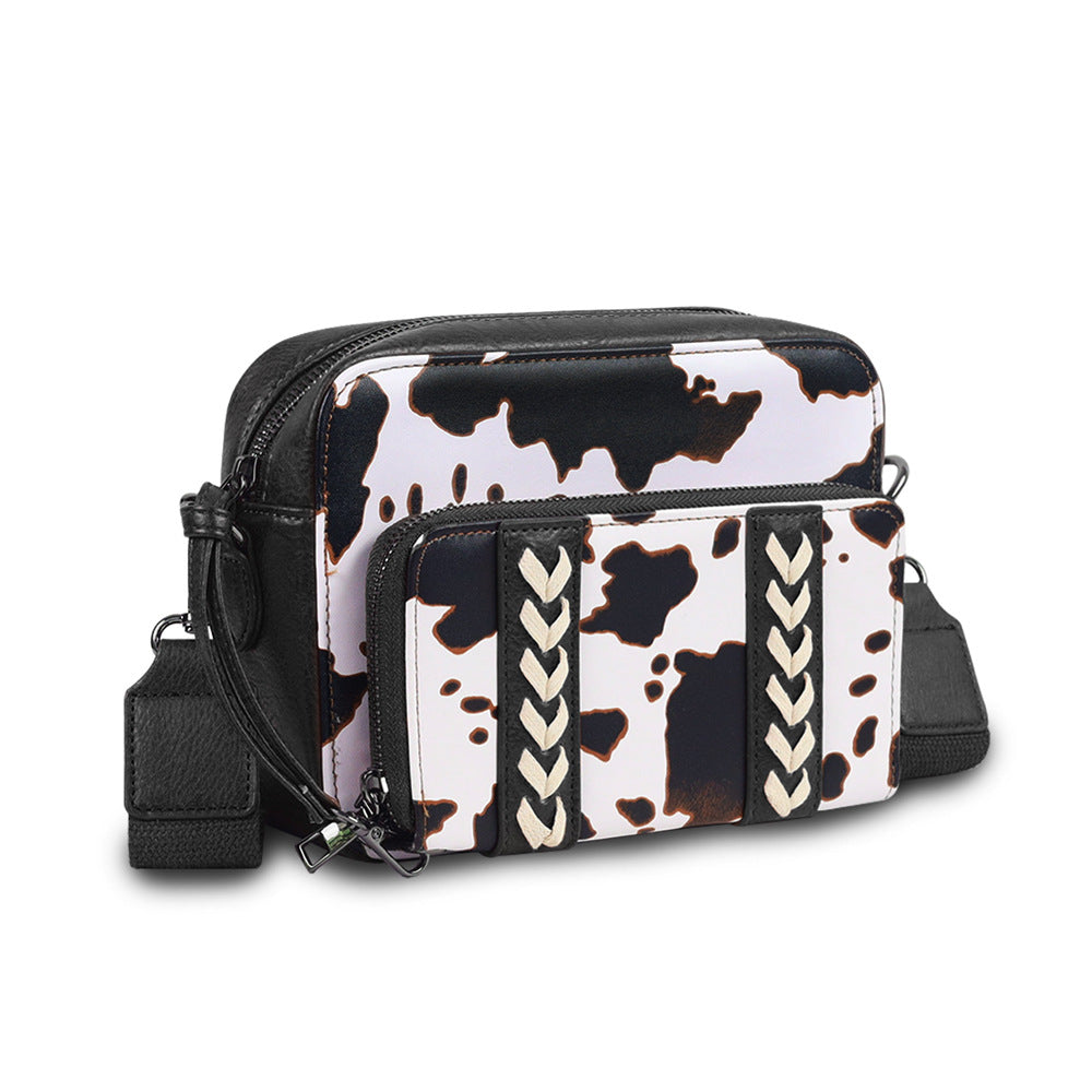 Elegant Women's Cows Pattern Mother Detachable Women's Messenger Bag