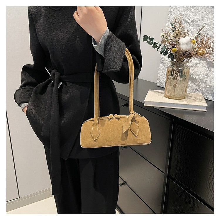 Women's Suede Baguette Underarm Fashion Texture Solid Women's Shoulder Bag