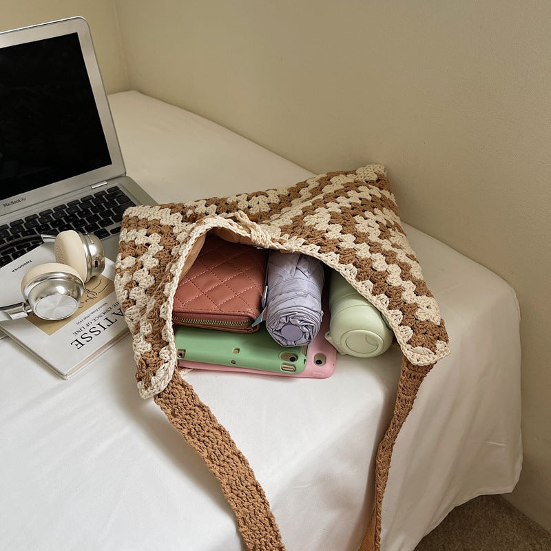 Women's Fashion Woven Leisure Commute Large Capacity Women's Shoulder Bag