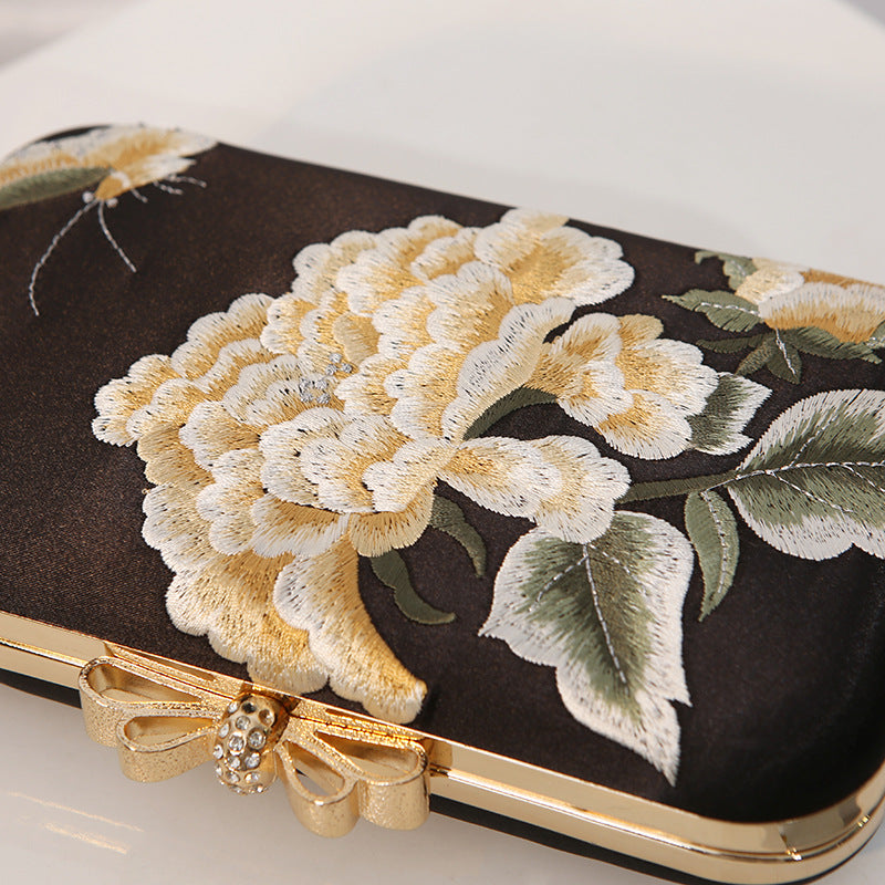 Women's Embroidery Chinese Style Cheongsam Matching Dresses Butterfly Flower Clutch Bags