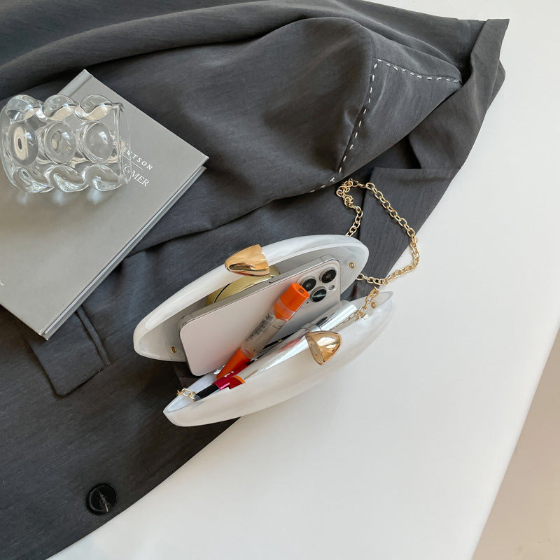 Women's French Style Goose Egg Box Clutch Personality Acrylic Gloss Dinner Bag