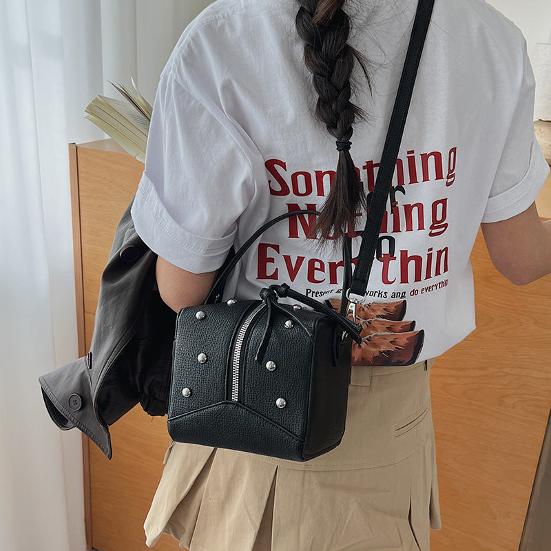Women's Rivet Boston Korean Commuter Mini Portable Retro Bags