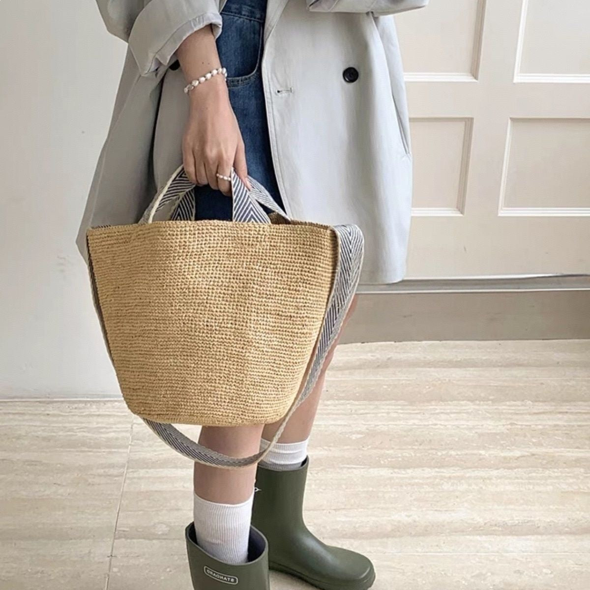 Women's Straw Knitted Vacation Beach Fashion Large Women's Handbag