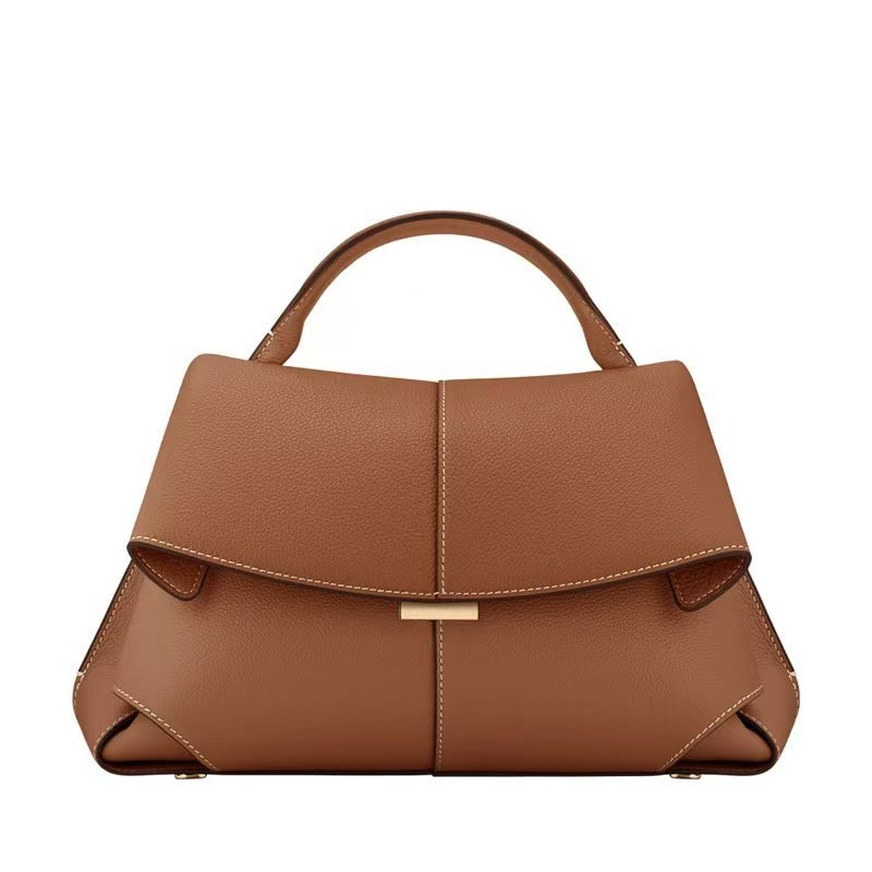 Women's Genuine Leather French Design Fashion Pleated Smile Women's Clutch