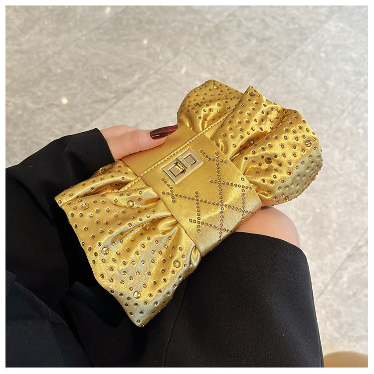 Bow Full Diamond Light Luxury Banquet Clutch Dinner Bag