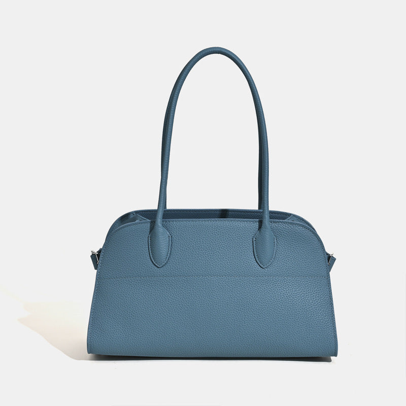 Large Capacity Boston Female Commuter First Layer Cowhide High Sense Tote Bag