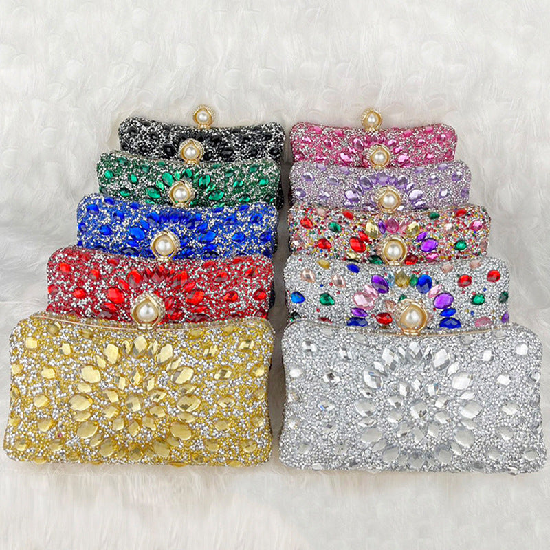 Colorful Shiny Gemstone Diamond Banquet Bride Clutch Bags