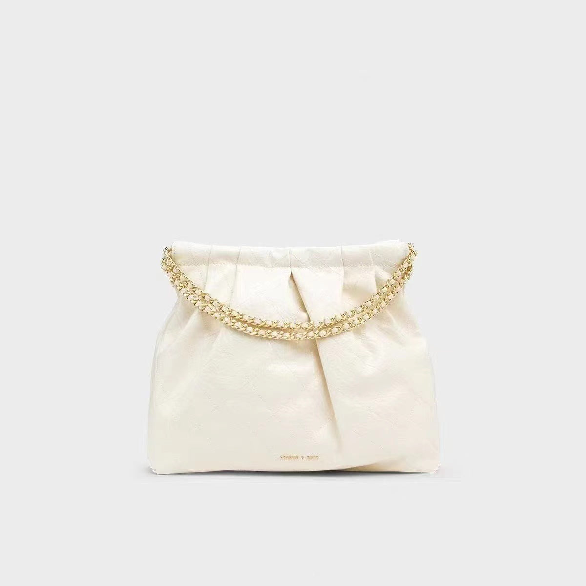 Charles Keith Portable Hobo Rhombus Chain Fashion Large Capacity Trendy Tote Bag