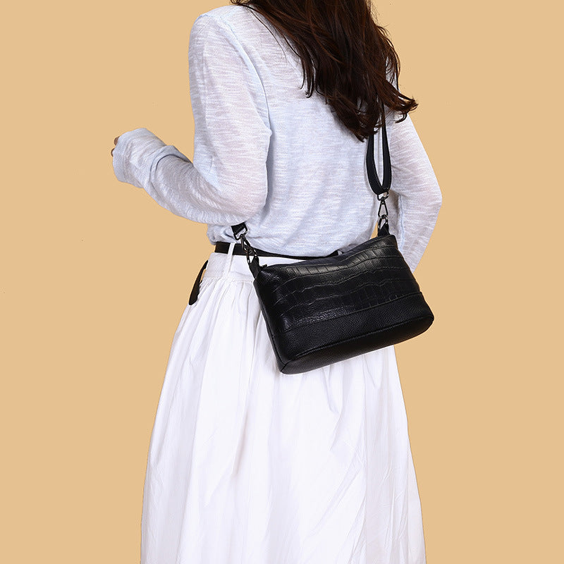Women's Genuine Leather Large Capacity Stone Pattern Bags
