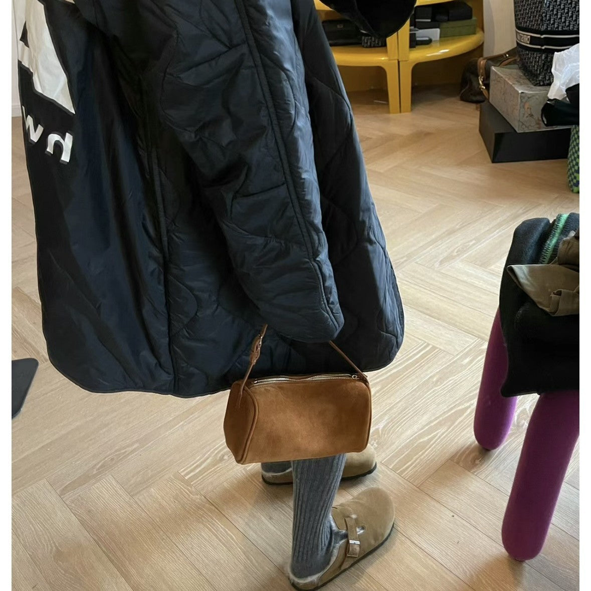 Style Niche Cattle Leather Pen Mini Simple Round Genuine Pencil Women's Shoulder Bag