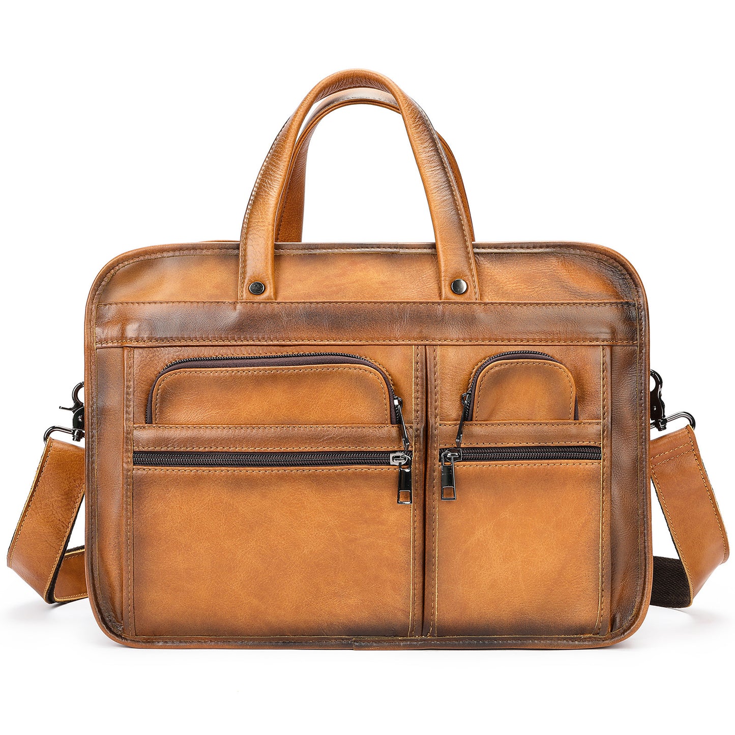 Men's Genuine Leather Large Capacity Business Document Laptop Bags