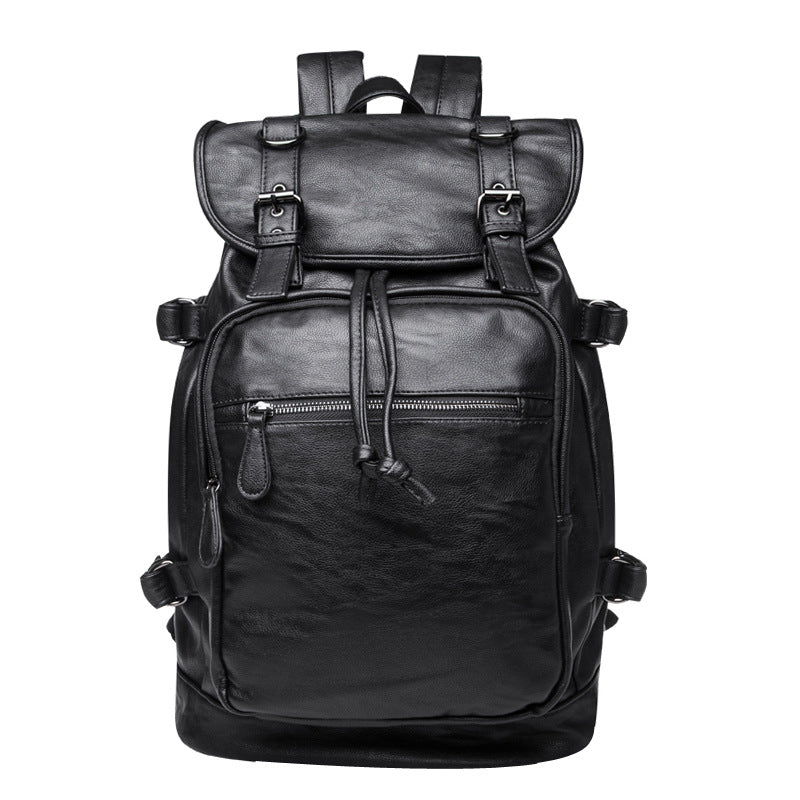 Men's Leather Korean Style Fashion Trendy Soft Large Backpacks